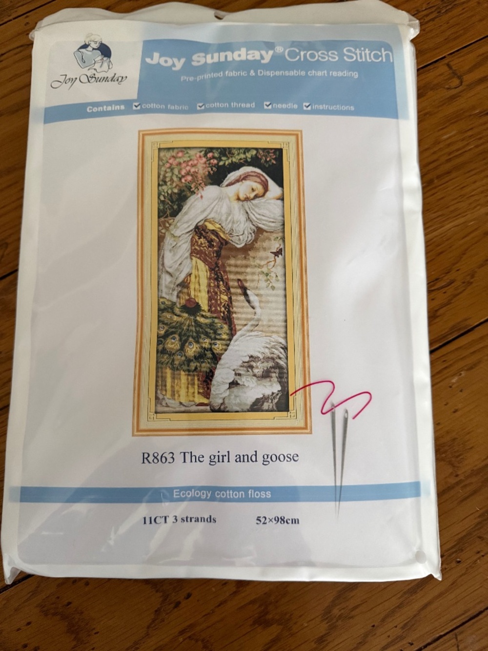 Girl Swan Painting 11 Count Aida Joy Sunday Cross Stitching Kit New